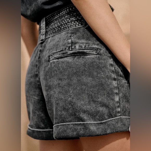 New Sezane Rome Shorts Noir Délavé - Size 36 - Picture 3 of 8